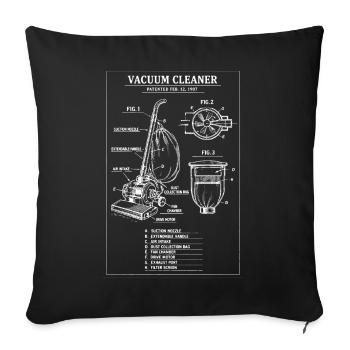 Plan de brevet pour aspirateur vintage - Housse de coussin décorative 45 x 45 cm - noir - Devant