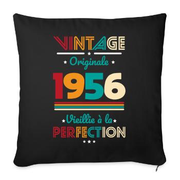 1956 – Vintage – Aged to perfection - Sofa pillowcase 17,3'' x 17,3'' (45 x 45 cm) - black - Front