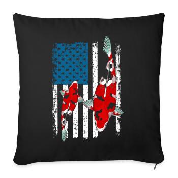 Patriotic Koi Fish USA Drapeau Pond Life Pride - Housse de coussin décorative 45 x 45 cm - noir - Devant