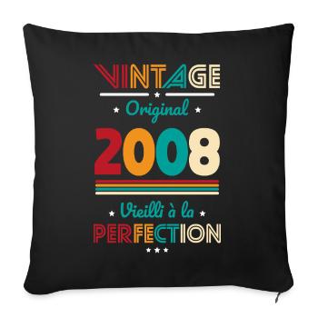 2008 – Vintage – Aged to perfection - Sofa pillowcase 17,3'' x 17,3'' (45 x 45 cm) - black - Front