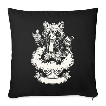 Retro Raccoon Music Rock Band Funny Cute - Sofa pillowcase 17,3'' x 17,3'' (45 x 45 cm) - black - Front