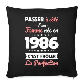 Geboren 1986 – Perfektion nahe - Sofakissenbezug 45 x 45 cm - Schwarz - Vorne