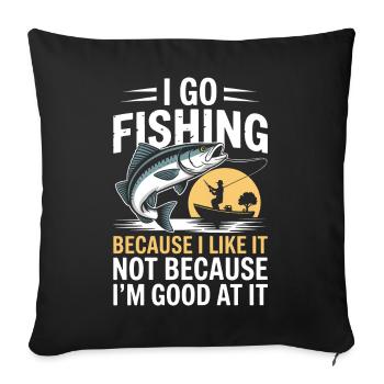 Je vais à la pêche : parce que j’aime ça - Housse de coussin décorative 45 x 45 cm - noir - Devant