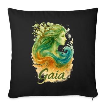 Gaia – Mutter Natur – Baum des Lebens - Sofakissenbezug 45 x 45 cm - Schwarz - Vorne