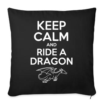 Reste calme et monte un dragon - Housse de coussin décorative 45 x 45 cm - noir - Devant