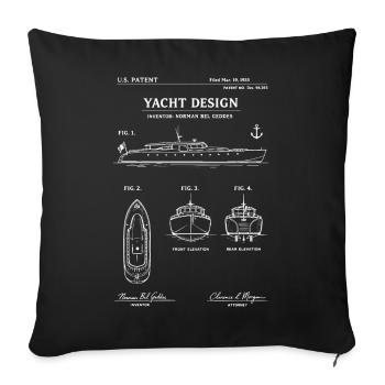 Yacht Blueprint Line Art - Sofa pillowcase 17,3'' x 17,3'' (45 x 45 cm) - black - Front