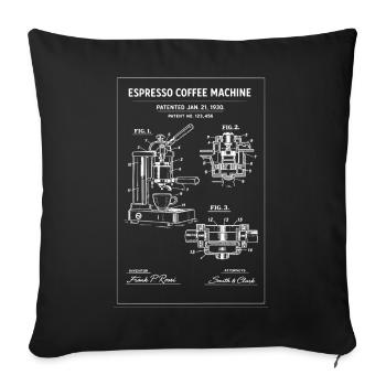 Espresso Machine Blueprint Sketch - Sofa pillowcase 17,3'' x 17,3'' (45 x 45 cm) - black - Front