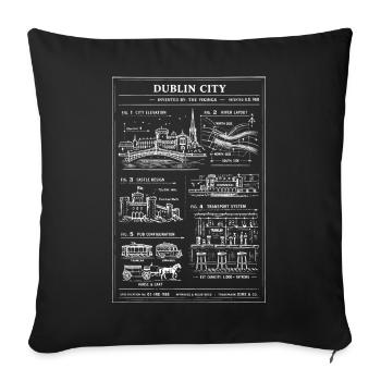 Plan directeur de la Skyline de Dublin - Housse de coussin décorative 45 x 45 cm - noir - Devant