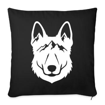 Mountain Wolf Line Art - Sofa pillowcase 17,3'' x 17,3'' (45 x 45 cm) - black - Front
