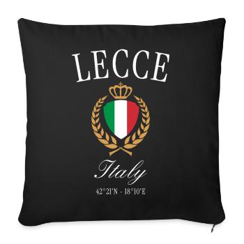 Lecce Italien Wappen Krone – Reise Souvenir - Sofakissenbezug 45 x 45 cm - Schwarz - Vorne