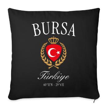 Bursa Türkei Wappen Krone – Reise Souvenir - Sofakissenbezug 45 x 45 cm - Schwarz - Vorne