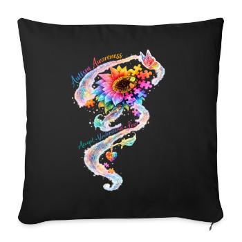 Autism Awareness Sunflower - Sofa pillowcase 17,3'' x 17,3'' (45 x 45 cm) - black - Front