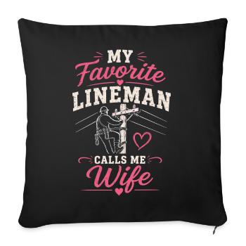 Proud wife of an electrician electricity - Sofa pillowcase 17,3'' x 17,3'' (45 x 45 cm) - black - Front