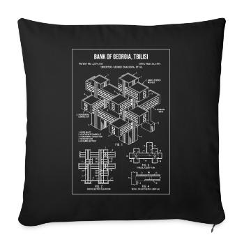 Conception du plan de la Banque de Géorgie à Tbilissi - Housse de coussin décorative 45 x 45 cm - noir - Devant