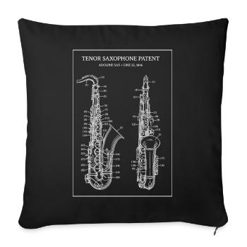 Tenor Saxophone Patent Blueprint - Sofa pillowcase 17,3'' x 17,3'' (45 x 45 cm) - black - Front