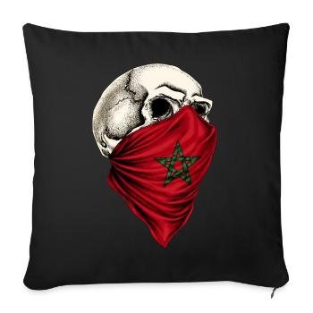 Crâne du drapeau marocain du Maroc - Housse de coussin décorative 45 x 45 cm - noir - Devant