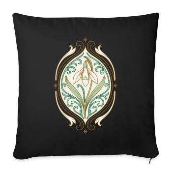 Jugendstil Iris Ornament - Sofakissenbezug 45 x 45 cm - Schwarz - Vorne