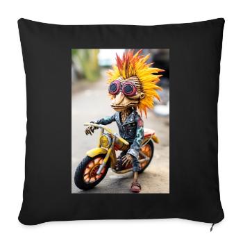 Crazy motorcycle mascot - Sofa pillowcase 17,3'' x 17,3'' (45 x 45 cm) - black - Front