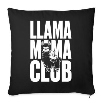 Llama Mama Club with Baby Llama - Sofa pillowcase 17,3'' x 17,3'' (45 x 45 cm) - black - Front