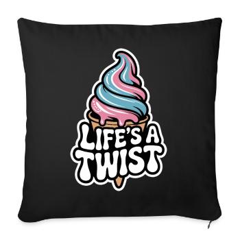  Lifes A Twist Softeis Waffel Rosa Blau Sommer - Sofakissenbezug 45 x 45 cm - Schwarz - Vorne