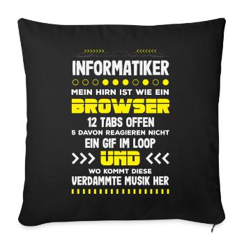 Informatiker Hirn Browser - Sofakissenbezug 45 x 45 cm - Schwarz - Vorne