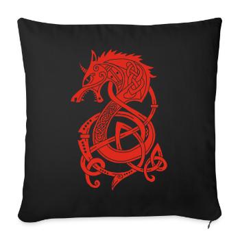 Dragon-loup viking (rouge) - Housse de coussin décorative 45 x 45 cm - noir - Devant