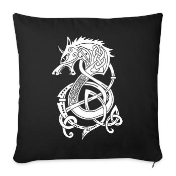 Wikinger-Wolfsdrache (Weiß) - Sofakissenbezug 45 x 45 cm - Schwarz - Vorne