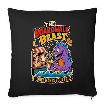 Boardwalk Beast – Funny French Fries Monster - Sofa pillowcase 17,3'' x 17,3'' (45 x 45 cm) - black - Front