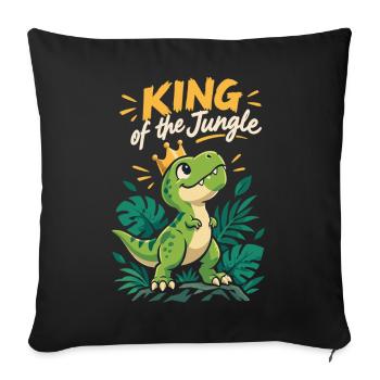 Kleiner T-Rex – King of the Jungle Dinosaurier - Sofakissenbezug 45 x 45 cm - Schwarz - Vorne