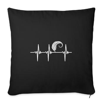 Heartbeat for Elegant Old Bird Feathers - Sofa pillowcase 17,3'' x 17,3'' (45 x 45 cm) - black - Front