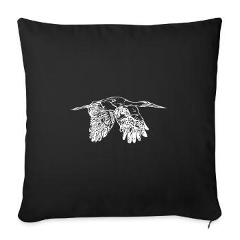 Cigogne vintage volante en vol - Housse de coussin décorative 45 x 45 cm - noir - Devant