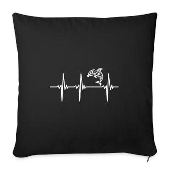Heartbeat for dolphins - Sofa pillowcase 17,3'' x 17,3'' (45 x 45 cm) - black - Front