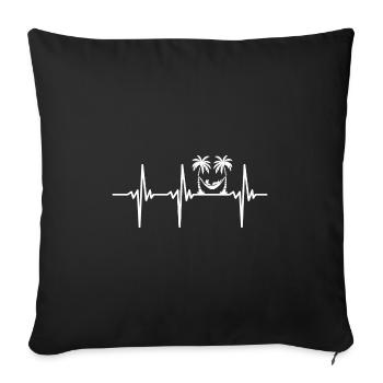 Battement de cœur pour la détente, les vacances et les palmiers - Housse de coussin décorative 45 x 45 cm - noir - Devant
