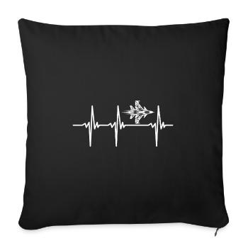 Battement de cœur pour les constructeurs de modèles d’avions de chasse rapides - Housse de coussin décorative 45 x 45 cm - noir - Devant
