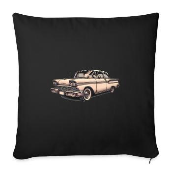Vintage Classic Car Illustration - Sofa pillowcase 17,3'' x 17,3'' (45 x 45 cm) - black - Front