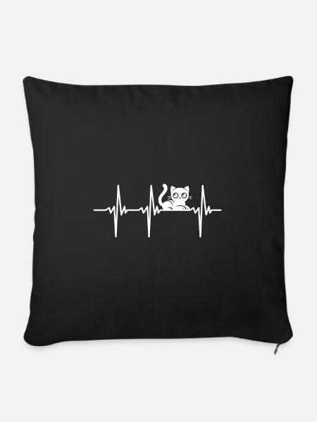 Herzschlag für schnuffige Katzen - Sofakissenbezug 45 x 45 cm - Schwarz