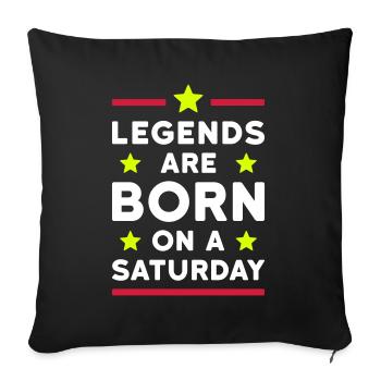 Legends are born on a Saturday (lines, stars) - Sofa pillowcase 17,3'' x 17,3'' (45 x 45 cm) - black - Front
