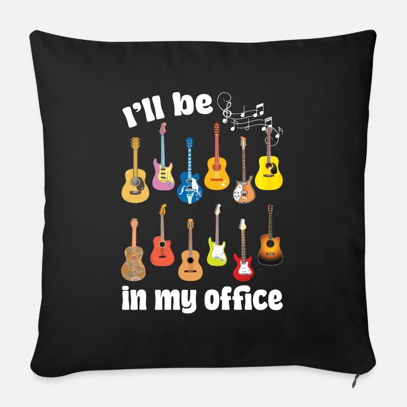 Je serai dans mon bureau! Avec guitares - Housse de coussin décorative 45 x 45 cm - noir