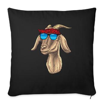 Chèvre robuste avec lunettes de soleil et bandana - Housse de coussin décorative 45 x 45 cm - noir - Devant