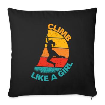 Vintage Retro Climb Like A Girl Rock Climbing - Sofa pillowcase 17,3'' x 17,3'' (45 x 45 cm) - black - Front