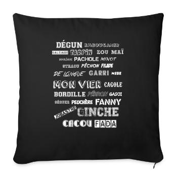 MARSEILLE-BLANC - Housse de coussin décorative 45 x 45 cm - noir - Devant