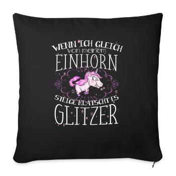 Einhorn - Glitzer - Sofakissenbezug 45 x 45 cm - Schwarz - Vorne