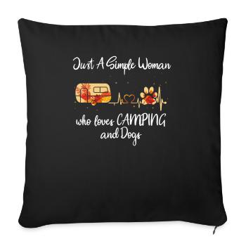 Just A Simple Woman Who Loves Camping And Dogs - Sofa pillowcase 17,3'' x 17,3'' (45 x 45 cm) - black - Front