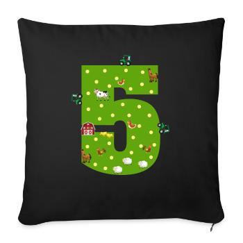 5th Birthday Young Girl 5 years Farmer Farmer - Sofa pillowcase 17,3'' x 17,3'' (45 x 45 cm) - black - Front