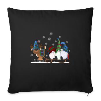 Christmas gnomes with reindeer sleigh - Sofa pillowcase 17,3'' x 17,3'' (45 x 45 cm) - black - Front