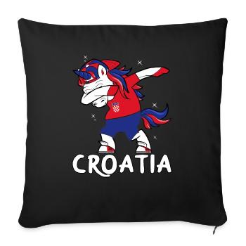 Unicorn Croatia Croatia unicorn Hravtska gift - Sofa pillowcase 17,3'' x 17,3'' (45 x 45 cm) - black - Front