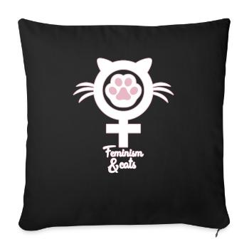Feminism Cats - Sofa pillowcase 17,3'' x 17,3'' (45 x 45 cm) - black - Front