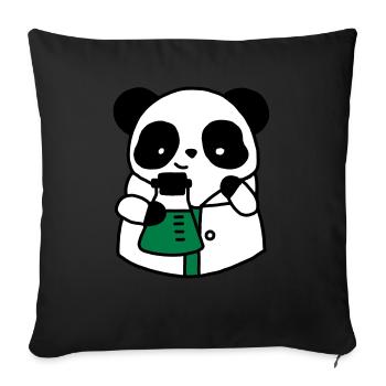Panda chemical scientist technical biologist - Sofa pillowcase 17,3'' x 17,3'' (45 x 45 cm) - black - Front
