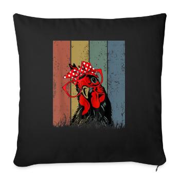 Cute girl chicken with bandana headband glasses - Sofa pillowcase 17,3'' x 17,3'' (45 x 45 cm) - black - Front