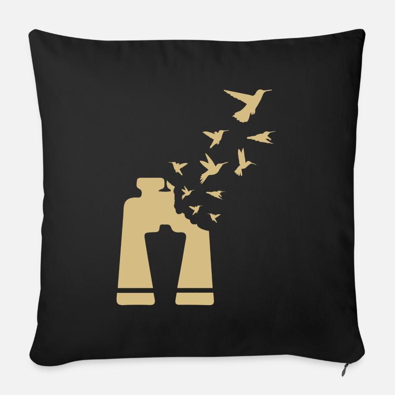Vogelbeobachter Fernglas Vintage Birdwatcher - Sofakissenbezug 45 x 45 cm - Schwarz